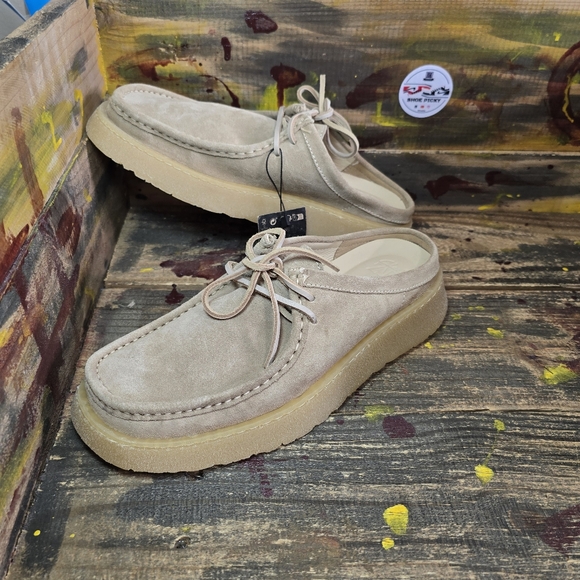 ZARA X CLARKS® 100% LEATHER LOAFERS MULES‎ BEIGE LIMITED EU43 2504/320 NEW - Picture 1 of 8